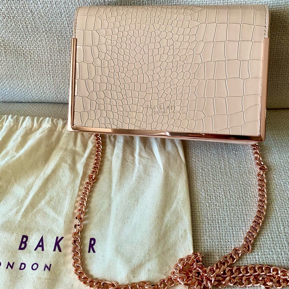 NWT Ted Baker Clutch with Rose Gold Accent